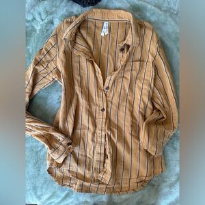 Yellow tripped button up